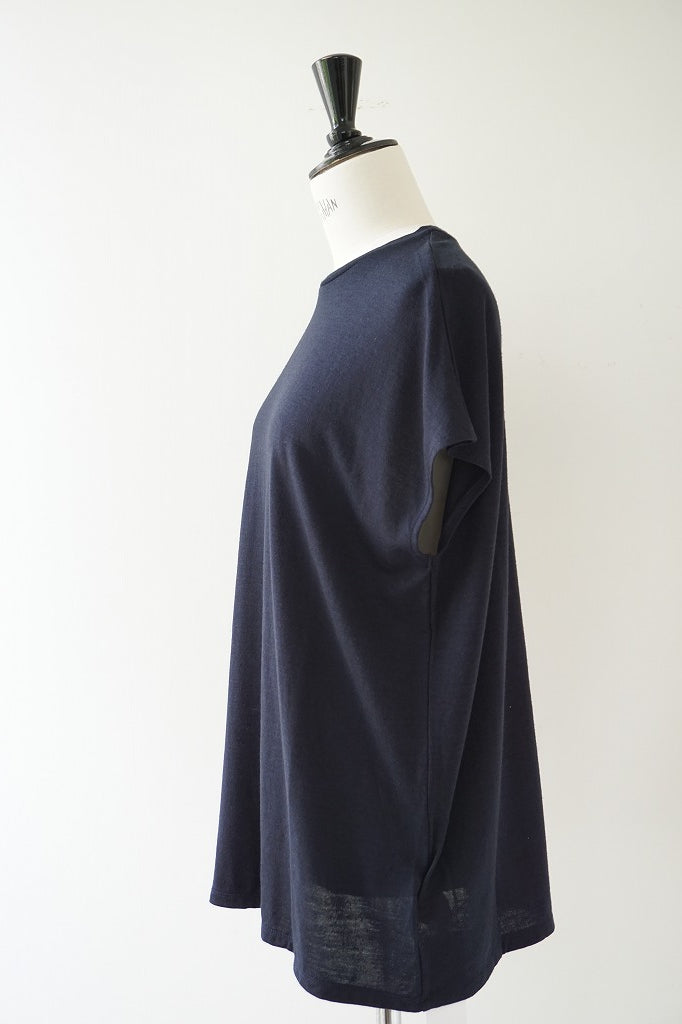 LIFiLL(リフィル) WOOLISH FRENCH SLEEVE TEE　GREYISH NAVY