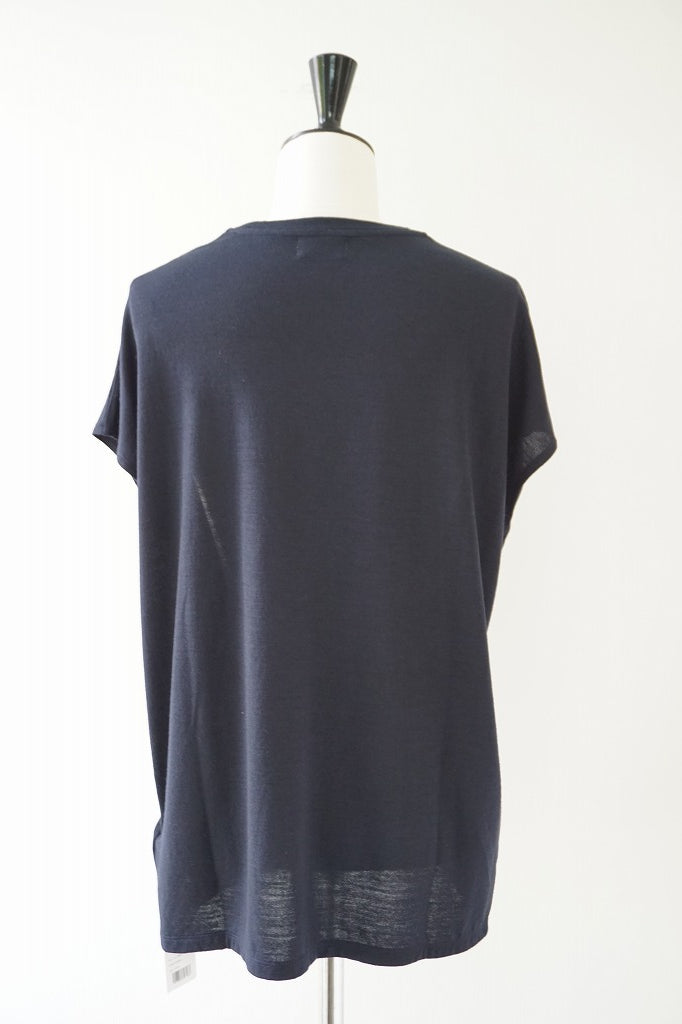 LIFiLL(リフィル) WOOLISH FRENCH SLEEVE TEE　GREYISH NAVY
