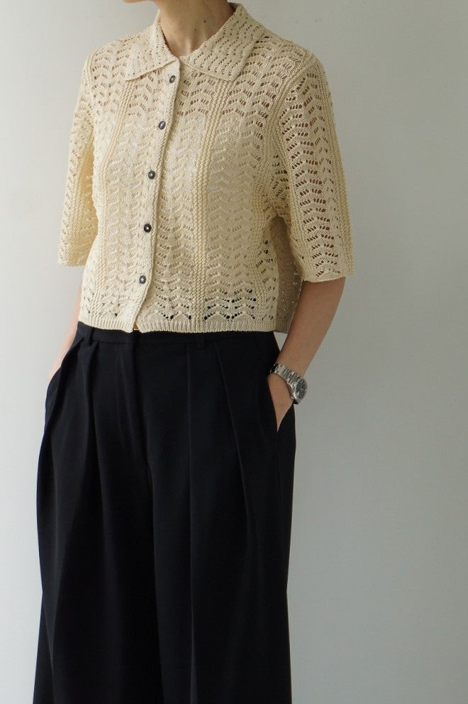 TODAYFUL（トゥデイフル）Lace Knit ShIrts CRM　在庫はお問合せください