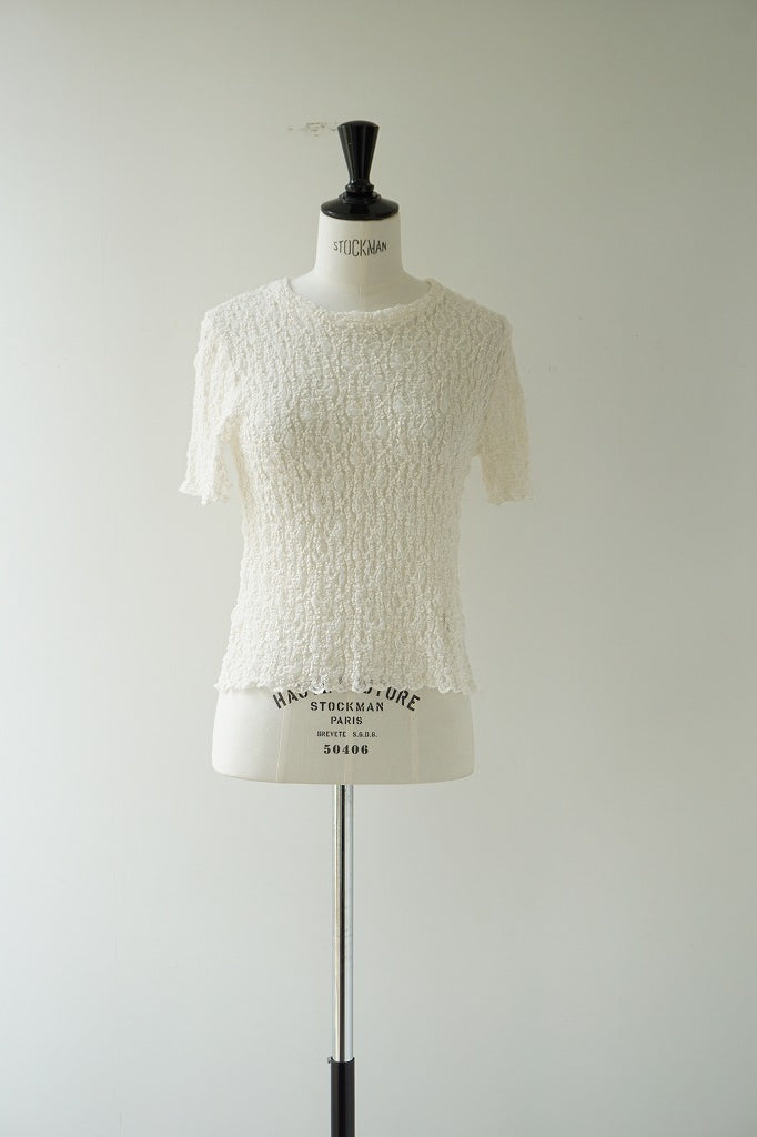 PARIS DE AOUNE(パリドゥアオウネ)リンクルシャーリング　Tシャツ  シロ