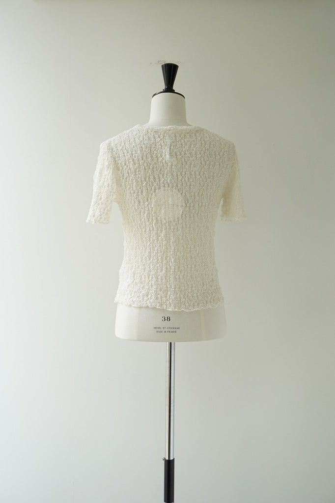 PARIS DE AOUNE(パリドゥアオウネ)リンクルシャーリング　Tシャツ  シロ