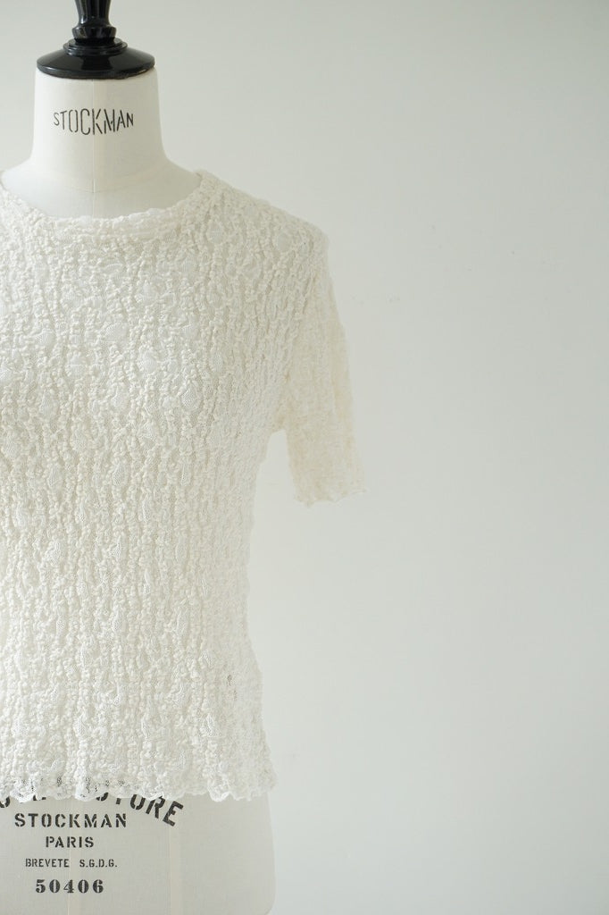 PARIS DE AOUNE(パリドゥアオウネ)リンクルシャーリング　Tシャツ  シロ