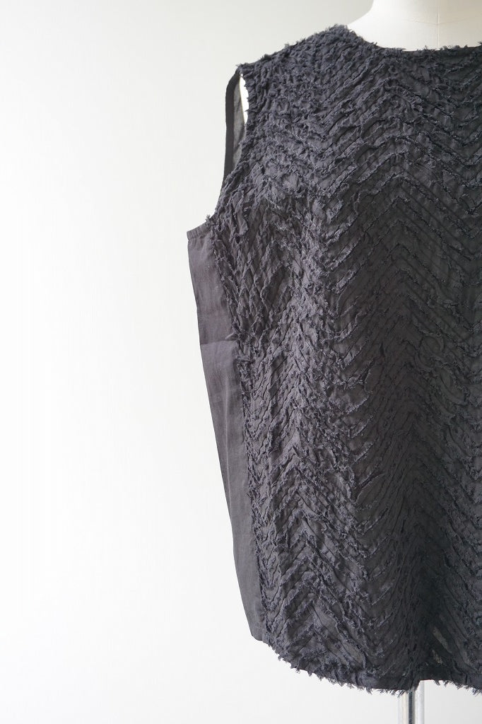 mizuiro-ind(ミズイロインド) hand cut frill N/S プルオーバー　black