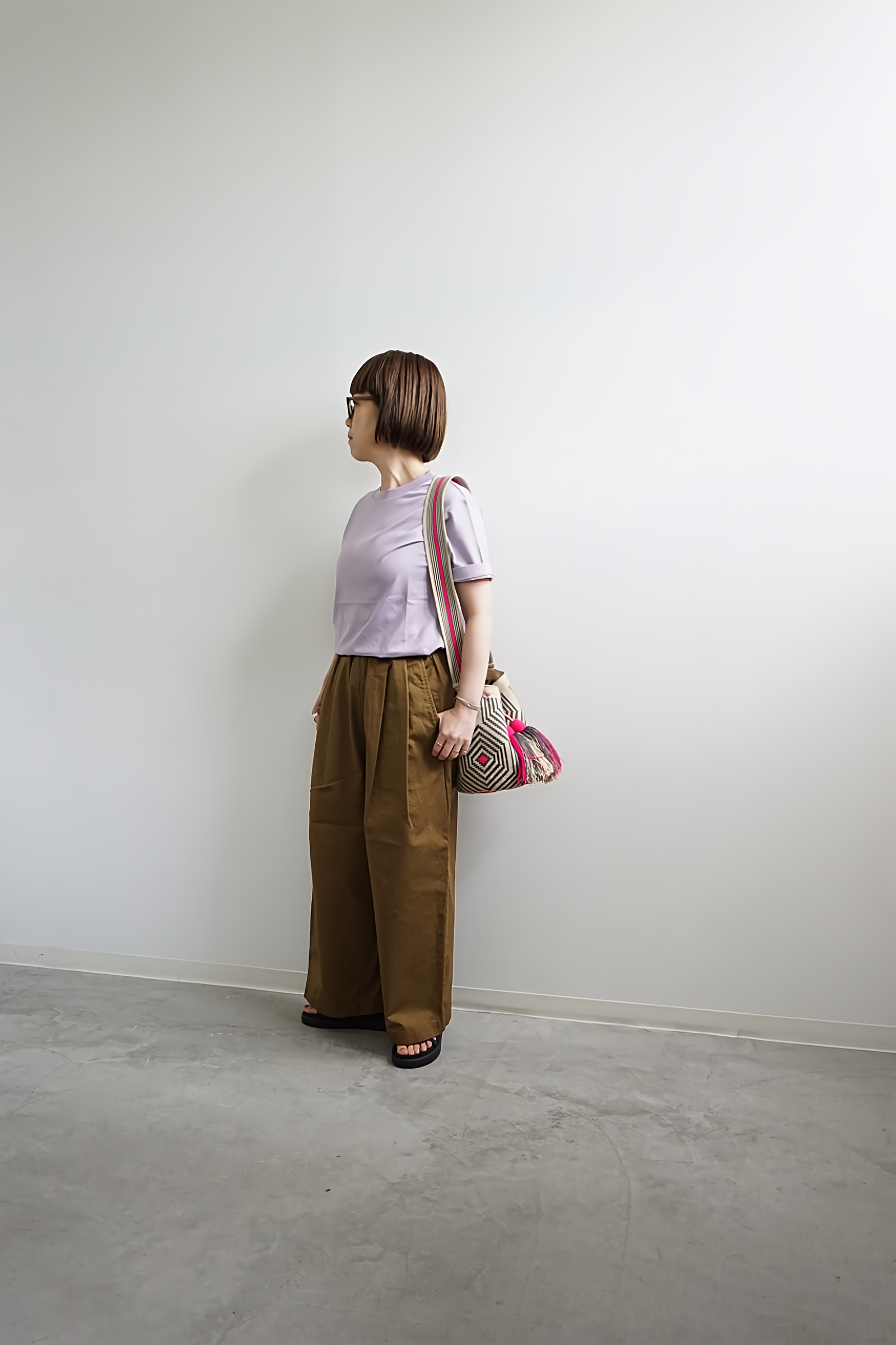 TRAVAIL MANUEL コンパクトチノ2タックワイドパンツ annabelle