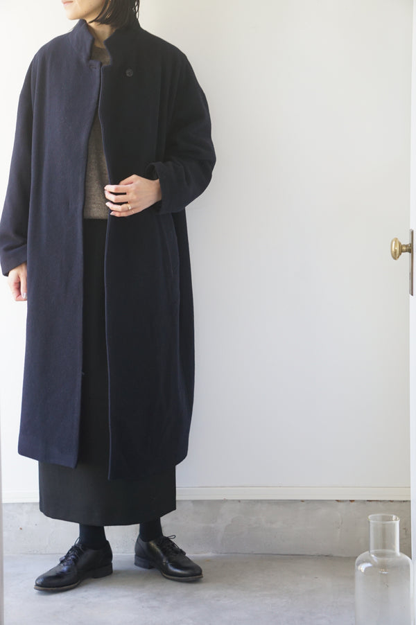 mizuiro-ind(ミズイロインド)wool blnd stand collar CT