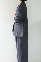 me.（ミードット）sheer satin ノーカラージャケット