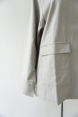 me.（ミードット）sheer satin ノーカラージャケット