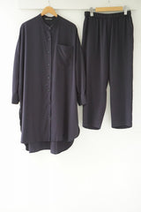 mizuiro-ind(ミズイロインド) T/R band collar long shrit