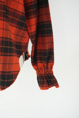 me.（ミードット）cotton viera tartan check Vneck blouse