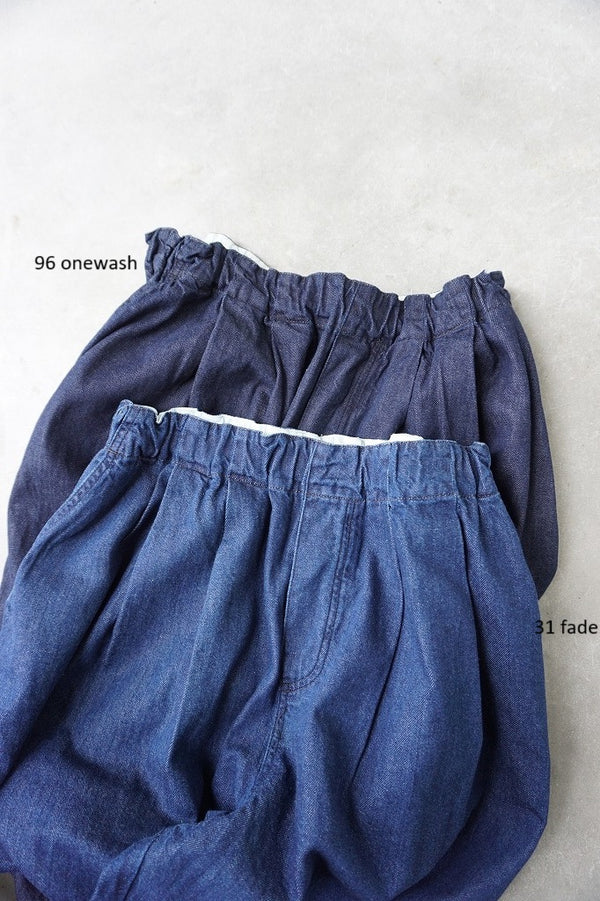 mizuiro-ind(ミズイロインド) denim tucked wide pants