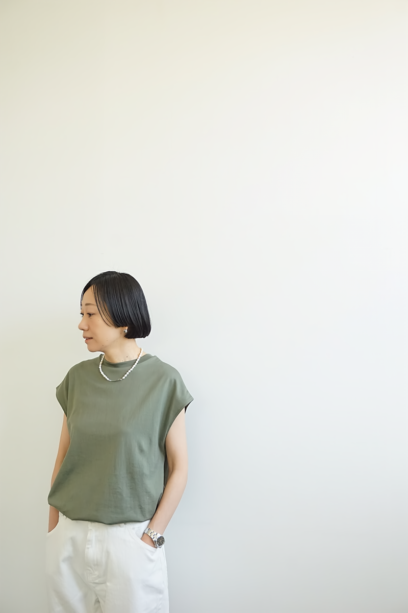 再入荷　LIFiLL(リフィル) COTTONY SLEEVELESS TEE　OLIVE