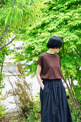 LIFiLL(リフィル) WOOLISH FRENCH SLEEVE TEE　BROWN