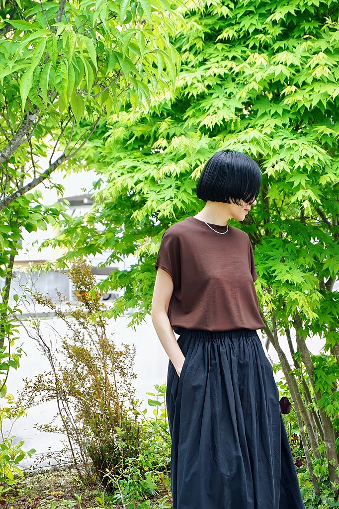 LIFiLL(リフィル) WOOLISH FRENCH SLEEVE TEE　BROWN