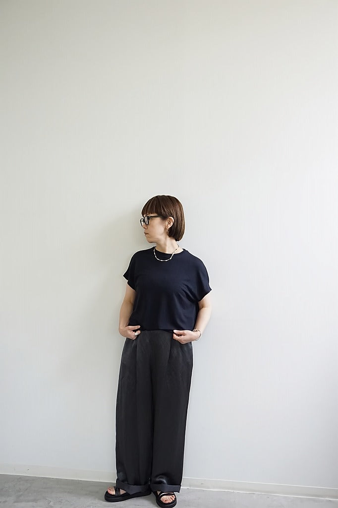 LIFiLL(リフィル) WOOLISH FRENCH SLEEVE TEE　GREYISH NAVY