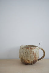 馬渡　新平　ヒビ粉引き　マグカップ丸　大