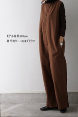 UNIVERSAL TISSU(ユニヴァーサルティシュ)　コットンリヨセル起毛ワッシャーブロード　ボートネックサロペットパンツ