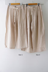 TISSU(ティシュ)　フレンチリネン/東炊きストライプ　ギャザータックパンツ